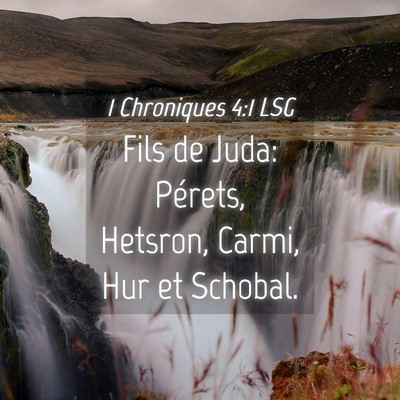 Picture 04 - 1 Chroniques 4:1 LSG - Fils de Juda: Pérets, Hetsron, Carmi, Hur et - Bible Verse Picture