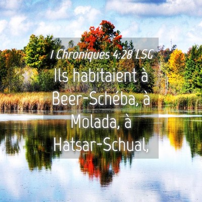 Picture 04 - 1 Chroniques 4:28 LSG - Ils habitaient à Beer-Schéba, à Molada, à - Bible Verse Picture