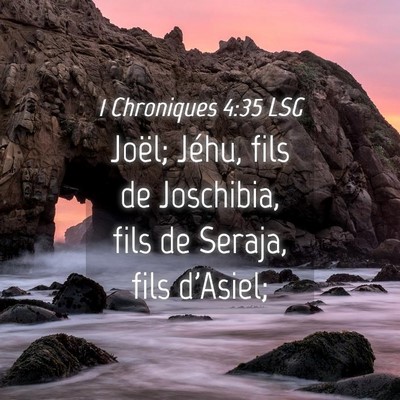Picture 04 - 1 Chroniques 4:35 LSG - Joël; Jéhu, fils de Joschibia, fils de Seraja, - Bible Verse Picture