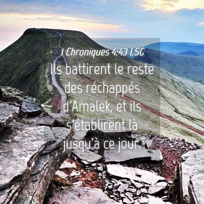 Picture 04 - 1 Chroniques 4:43 LSG - Ils battirent le reste des réchappés d'Amalek, - Bible Verse Picture