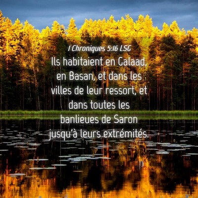 Picture 04 - 1 Chroniques 5:16 LSG - Ils habitaient en Galaad, en Basan, et dans les - Bible Verse Picture