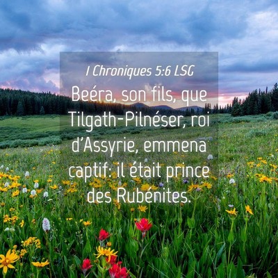 Picture 04 - 1 Chroniques 5:6 LSG - Beéra, son fils, que Tilgath-Pilnéser, roi - Bible Verse Picture