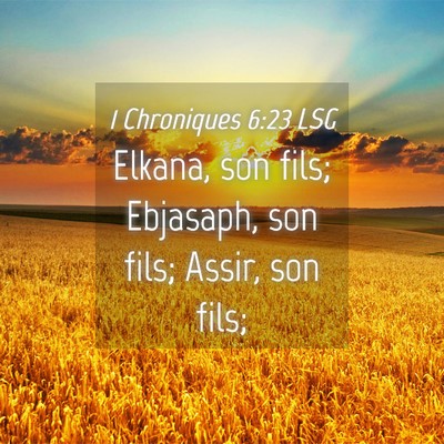 Picture 04 - 1 Chroniques 6:23 LSG - Elkana, son fils; Ebjasaph, son fils; Assir, son - Bible Verse Picture