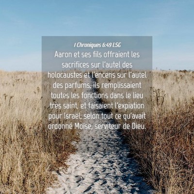 Picture 04 - 1 Chroniques 6:49 LSG - Aaron et ses fils offraient les sacrifices sur - Bible Verse Picture