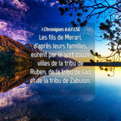 Picture 04 - 1 Chroniques 6:63 LSG - Les fils de Merari, d'après leurs familles, - Bible Verse Picture