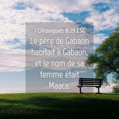 Picture 04 - 1 Chroniques 8:29 LSG - Le père de Gabaon habitait à Gabaon, et le nom - Bible Verse Picture