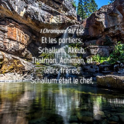 Picture 04 - 1 Chroniques 9:17 LSG - Et les portiers: Schallum, Akkub, Thalmon, - Bible Verse Picture