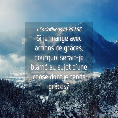 Picture 04 - 1 Corinthiens 10:30 LSG - Si je mange avec actions de grâces, pourquoi - Bible Verse Picture