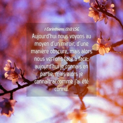 Picture 04 - 1 Corinthiens 13:12 LSG - Aujourd'hui nous voyons au moyen d'un miroir, - Bible Verse Picture