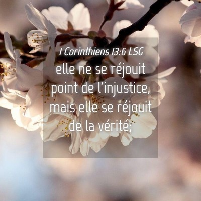 Picture 04 - 1 Corinthiens 13:6 LSG - elle ne se réjouit point de l'injustice, mais - Bible Verse Picture