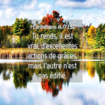 Picture 04 - 1 Corinthiens 14:17 LSG - Tu rends, il est vrai, d'excellentes actions de - Bible Verse Picture