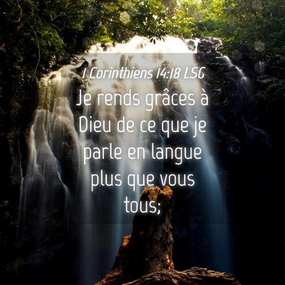 Picture 04 - 1 Corinthiens 14:18 LSG - Je rends grâces à Dieu de ce que je parle en - Bible Verse Picture