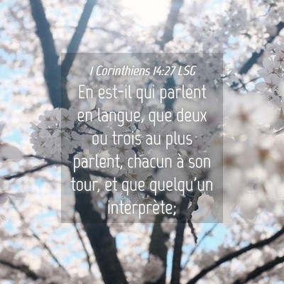 Picture 04 - 1 Corinthiens 14:27 LSG - En est-il qui parlent en langue, que deux ou - Bible Verse Picture