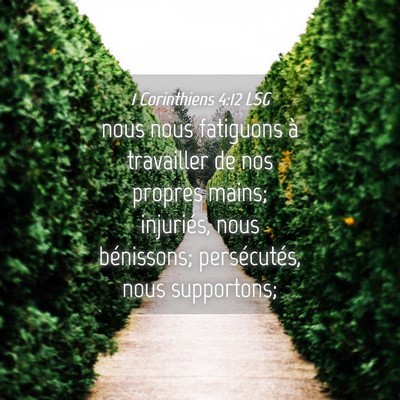Picture 04 - 1 Corinthiens 4:12 LSG - nous nous fatiguons à travailler de nos propres - Bible Verse Picture