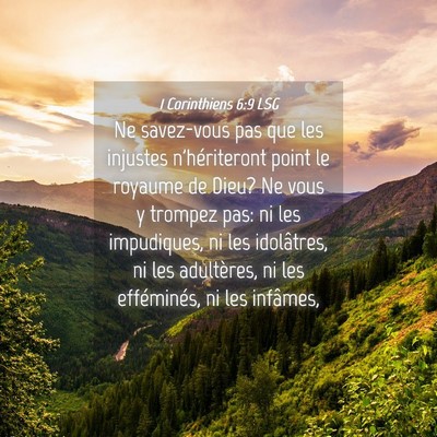 Picture 04 - 1 Corinthiens 6:9 LSG - Ne savez-vous pas que les injustes n'hériteront - Bible Verse Picture