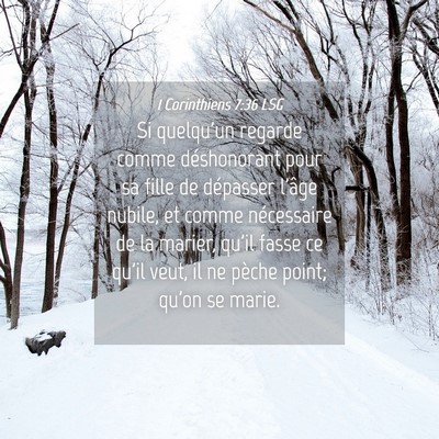 Picture 04 - 1 Corinthiens 7:36 LSG - Si quelqu'un regarde comme déshonorant pour sa - Bible Verse Picture