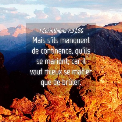 Picture 04 - 1 Corinthiens 7:9 LSG - Mais s'ils manquent de continence, qu'ils se - Bible Verse Picture