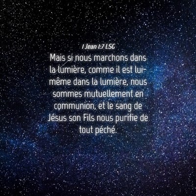 Picture 04 - 1 Jean 1:7 LSG - Mais si nous marchons dans la lumière, comme il - Bible Verse Picture