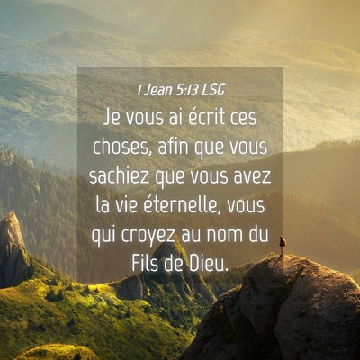 Picture 04 - 1 Jean 5:13 LSG - Je vous ai écrit ces choses, afin que vous - Bible Verse Picture