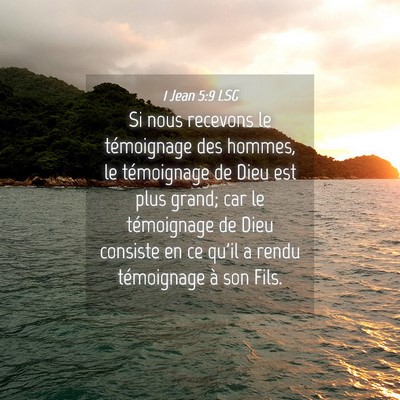 Picture 04 - 1 Jean 5:9 LSG - Si nous recevons le témoignage des hommes, le - Bible Verse Picture