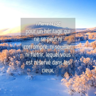 Picture 04 - 1 Pierre 1:4 LSG - pour un héritage qui ne se peut ni corrompre, ni - Bible Verse Picture