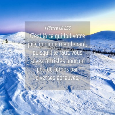 Picture 04 - 1 Pierre 1:6 LSG - C'est là ce qui fait votre joie, quoique - Bible Verse Picture