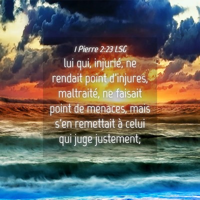 Picture 04 - 1 Pierre 2:23 LSG - lui qui, injurié, ne rendait point d'injures, - Bible Verse Picture