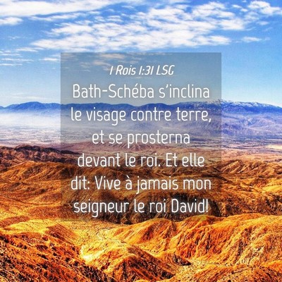 Picture 04 - 1 Rois 1:31 LSG - Bath-Schéba s'inclina le visage contre terre, et - Bible Verse Picture