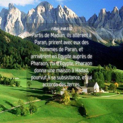 Picture 04 - 1 Rois 11:18 LSG - Partis de Madian, ils allèrent à Paran, prirent - Bible Verse Picture