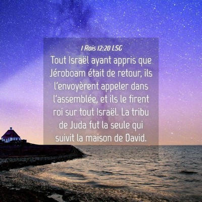 Picture 04 - 1 Rois 12:20 LSG - Tout Israël ayant appris que Jéroboam était de - Bible Verse Picture