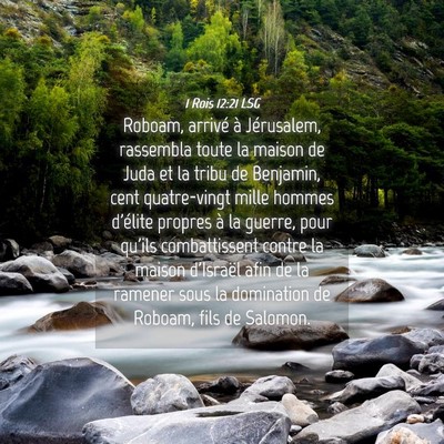 Picture 04 - 1 Rois 12:21 LSG - Roboam, arrivé à Jérusalem, rassembla toute la - Bible Verse Picture