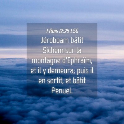 Picture 04 - 1 Rois 12:25 LSG - Jéroboam bâtit Sichem sur la montagne - Bible Verse Picture