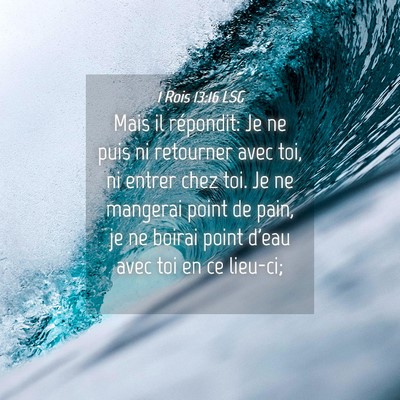 Picture 04 - 1 Rois 13:16 LSG - Mais il répondit: Je ne puis ni retourner avec - Bible Verse Picture