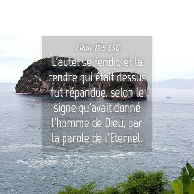 Picture 04 - 1 Rois 13:5 LSG - L'autel se fendit, et la cendre qui était dessus - Bible Verse Picture