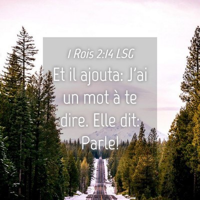 Picture 04 - 1 Rois 2:14 LSG - Et il ajouta: J'ai un mot à te dire. Elle dit: - Bible Verse Picture