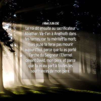 Picture 04 - 1 Rois 2:26 LSG - Le roi dit ensuite au sacrificateur Abiathar: - Bible Verse Picture