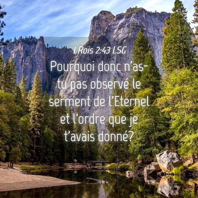 Picture 04 - 1 Rois 2:43 LSG - Pourquoi donc n'as-tu pas observé le serment de - Bible Verse Picture