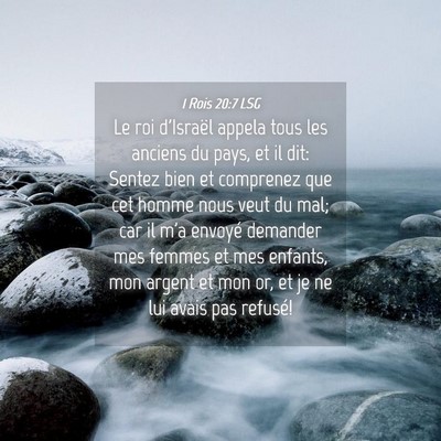 Picture 04 - 1 Rois 20:7 LSG - Le roi d'Israël appela tous les anciens du pays, - Bible Verse Picture