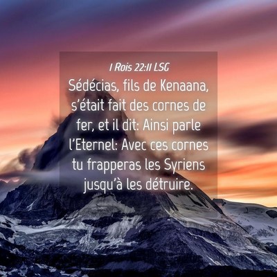 Picture 04 - 1 Rois 22:11 LSG - Sédécias, fils de Kenaana, s'était fait des - Bible Verse Picture