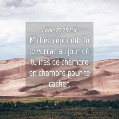 Picture 04 - 1 Rois 22:25 LSG - Michée répondit: Tu le verras au jour où tu - Bible Verse Picture