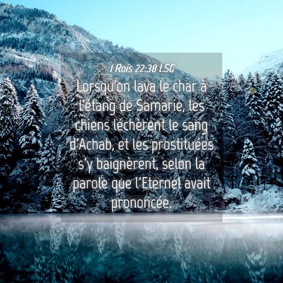Picture 04 - 1 Rois 22:38 LSG - Lorsqu'on lava le char à l'étang de Samarie, - Bible Verse Picture