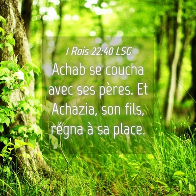 Picture 04 - 1 Rois 22:40 LSG - Achab se coucha avec ses pères. Et Achazia, son - Bible Verse Picture