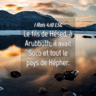 Picture 04 - 1 Rois 4:10 LSG - Le fils de Hésed, à Arubboth; il avait Soco et - Bible Verse Picture
