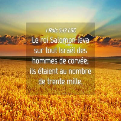 Picture 04 - 1 Rois 5:13 LSG - Le roi Salomon leva sur tout Israël des hommes - Bible Verse Picture