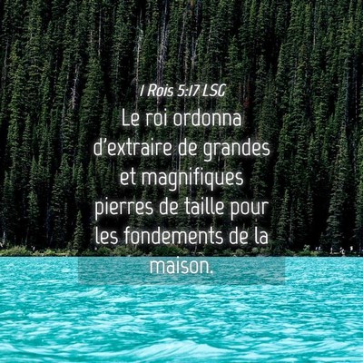Picture 04 - 1 Rois 5:17 LSG - Le roi ordonna d'extraire de grandes et - Bible Verse Picture