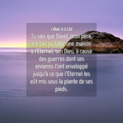 Picture 04 - 1 Rois 5:3 LSG - Tu sais que David, mon père, n'a pas pu bâtir - Bible Verse Picture