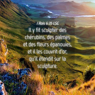Picture 04 - 1 Rois 6:35 LSG - Il y fit sculpter des chérubins, des palmes et - Bible Verse Picture