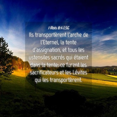 Picture 04 - 1 Rois 8:4 LSG - Ils transportèrent l'arche de l'Eternel, la - Bible Verse Picture