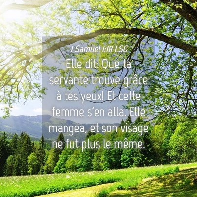 Picture 04 - 1 Samuel 1:18 LSG - Elle dit: Que ta servante trouve grâce à tes - Bible Verse Picture