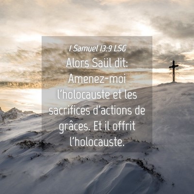 Picture 04 - 1 Samuel 13:9 LSG - Alors Saül dit: Amenez-moi l'holocauste et les - Bible Verse Picture